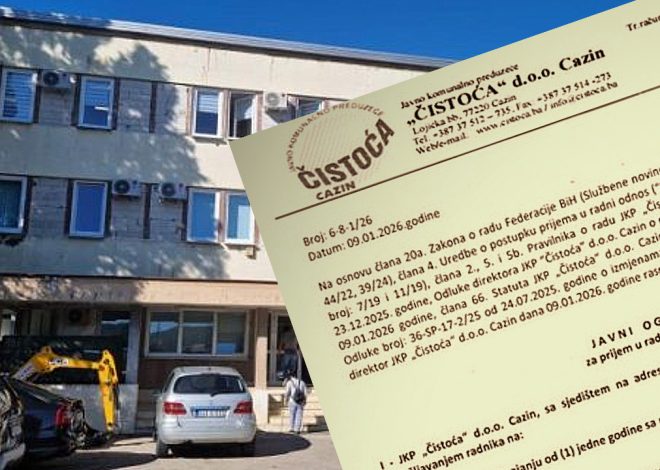 Prilika za posao u Cazinu: JKP Čistoća objavljuje konkurs za više radnih mjesta