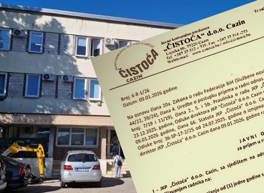 Prilika za posao u Cazinu: JKP Čistoća objavljuje konkurs za više radnih mjesta